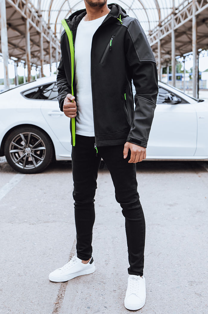 Softshell męski z kapturem czarny Dstreet TX4469