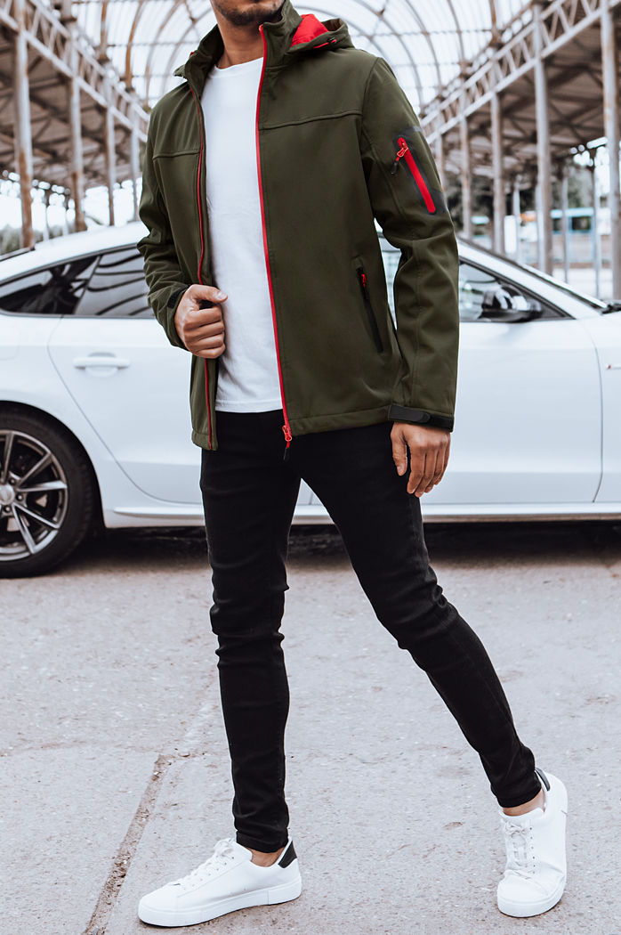 Softshellowa kurtka męska z kapturem zielona Dstreet TX4471