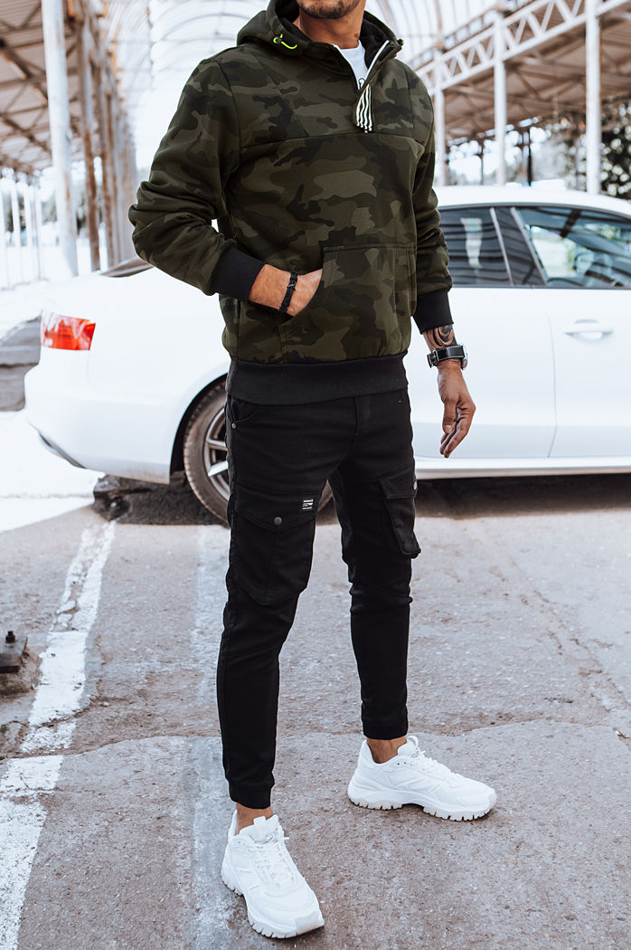 Bluza męska moro z kapturem zielona Dstreet BX5615