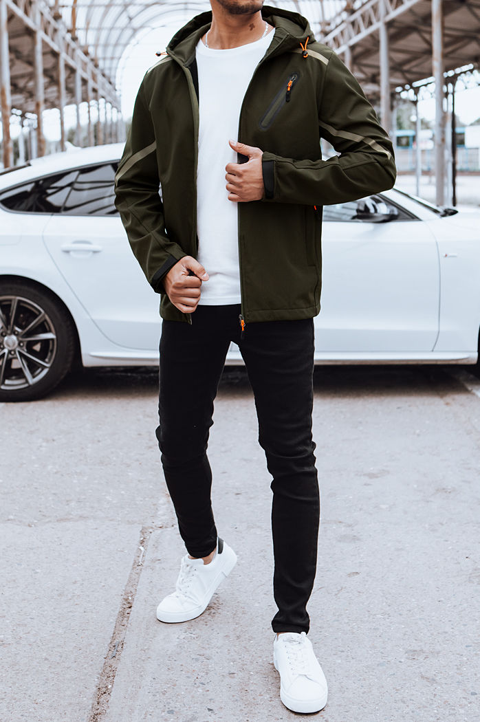 Softshellowa kurtka męska z kapturem zielona Dstreet TX4480