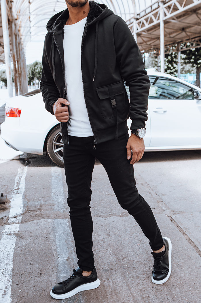 Ocieplana bluza męska rozpinana czarna Dstreet BX5623