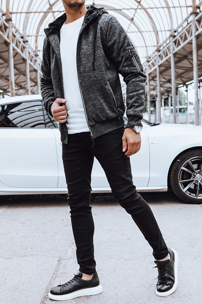 Rozpinana bluza męska ocieplana ciemnoszara Dstreet BX5626