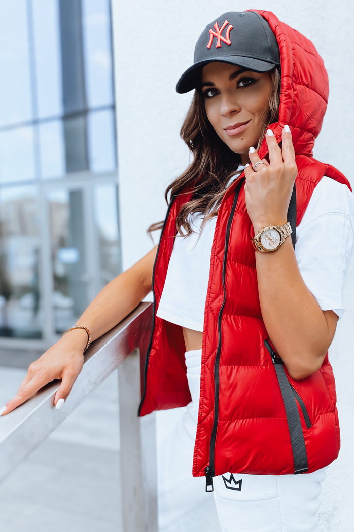 Pikowana kamizelka damska WISE OWL czerwona Dstreet TY3783