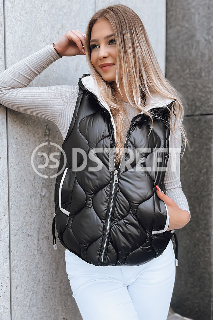 Pikowana kamizelka damska OLIVE BRANCH czarna Dstreet TY3816