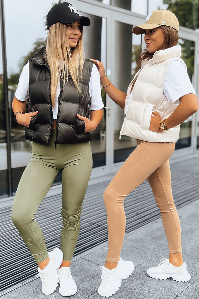 Prążkowane legginsy damskie LOOK AT ME zielone Dstreet UY1572