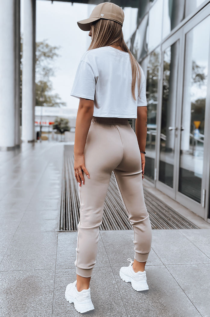 Spodnie damskie dresowe joggery MORELO beżowe Dstreet UY1583