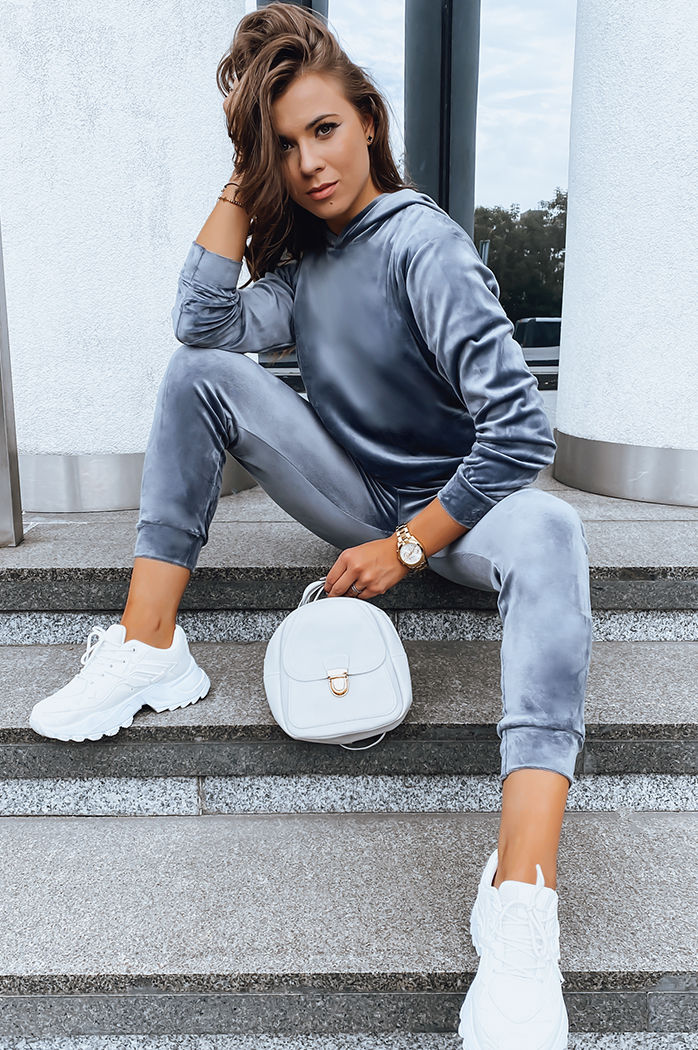 Grafitowy damski komplet welurowy SO COMFY Dstreet AY0885