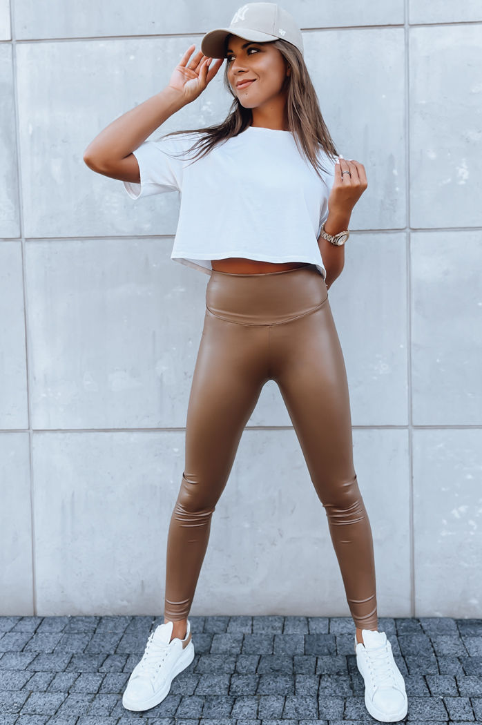 Legginsy damskie woskowane EDIT kamelowe Dstreet UY1622