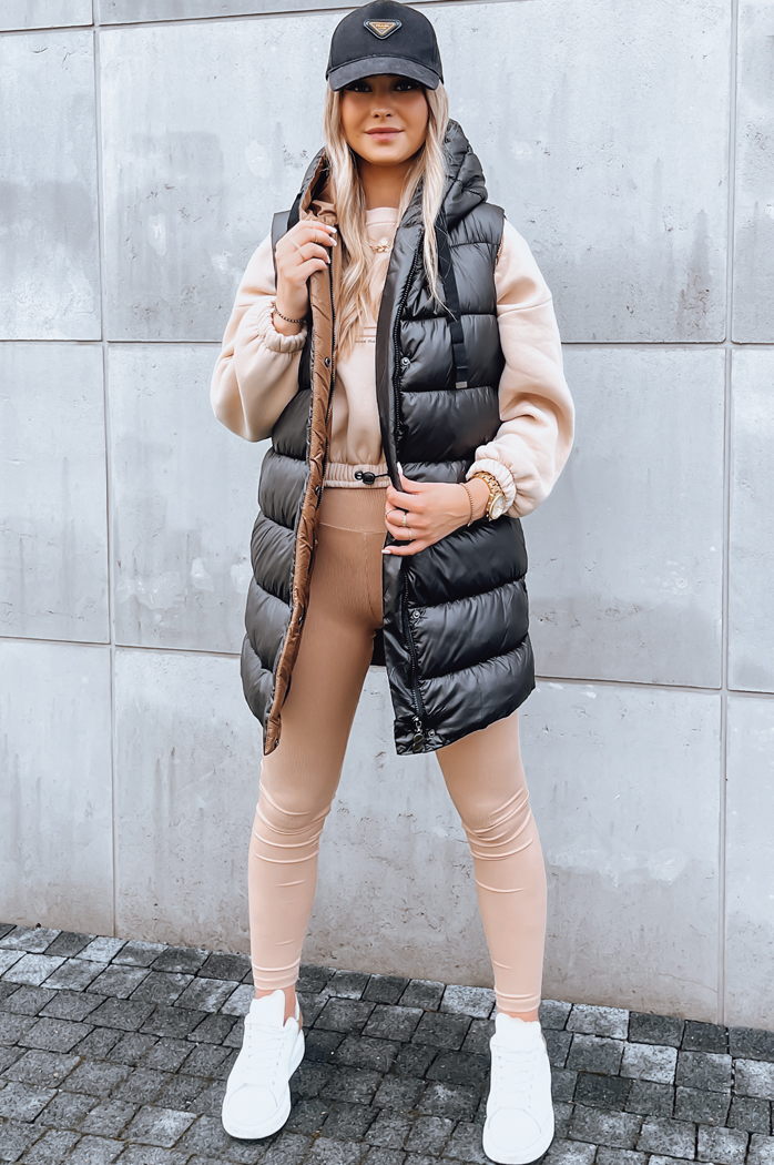 Kamizelka damska długa pikowana zimowa NOMADNECTAR czarna Dstreet TY3843