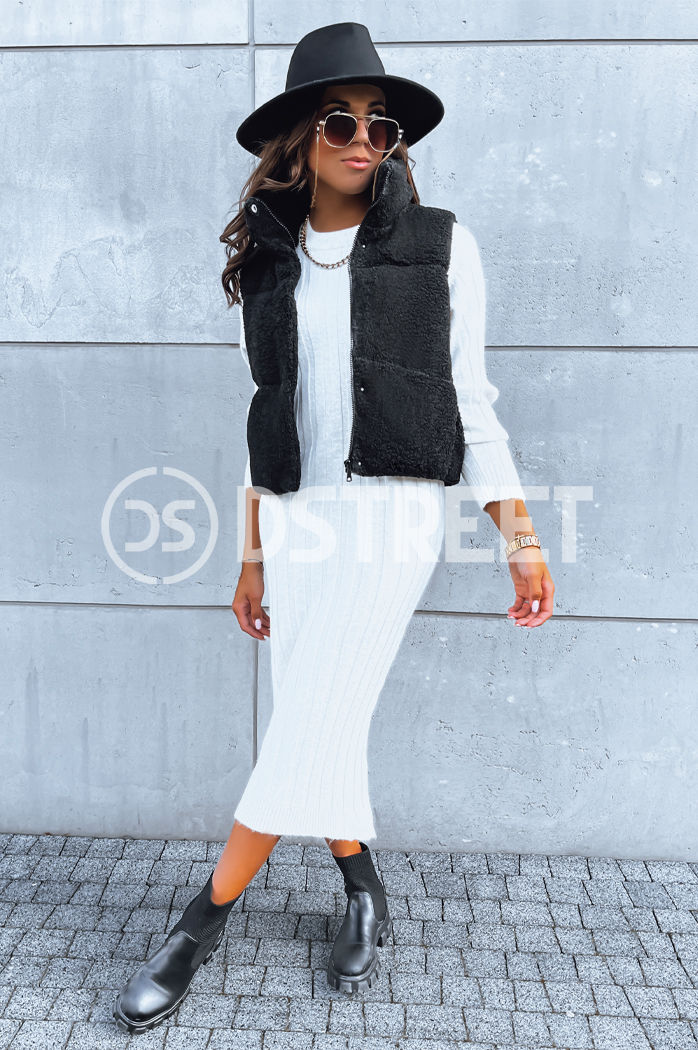 Kamizelka damska z kożuszkiem BEEWARM czarna Dstreet TY3845