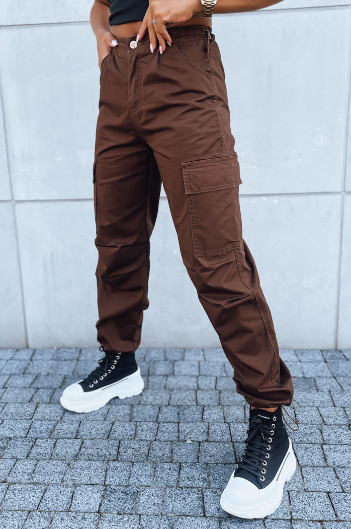 Spodnie damskie spadochronowe ADVENTURE brązowe UY1638