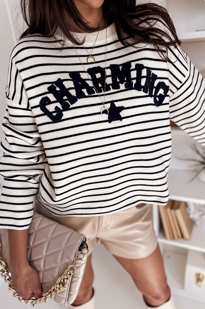 Sweter damski w paski AURORA granatowy Dstreet MY2071