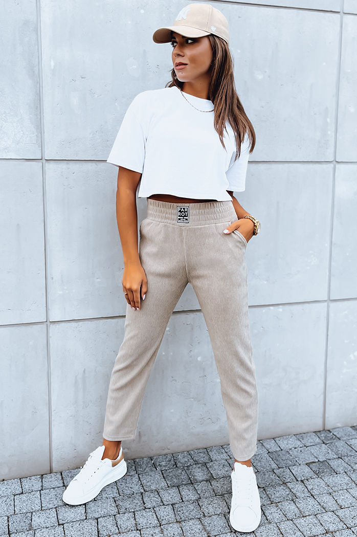 Spodnie dresowe damskie MOONLIGHT beżowe Dstreet UY1644