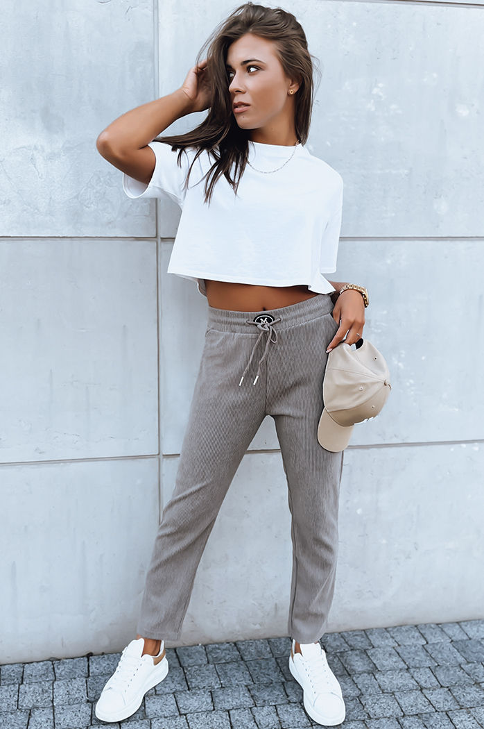 Spodnie dresowe damskie STARLUXE ciemnobeżowe Dstreet UY1648