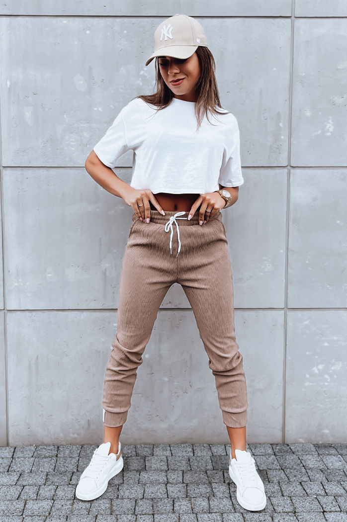 Spodnie dresowe damskie LUNASLEEP kamelowe Dstreet UY1650