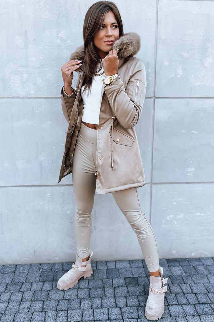 Kurtka zimowa damska parka GODDESS beżowa Dstreet TY3868