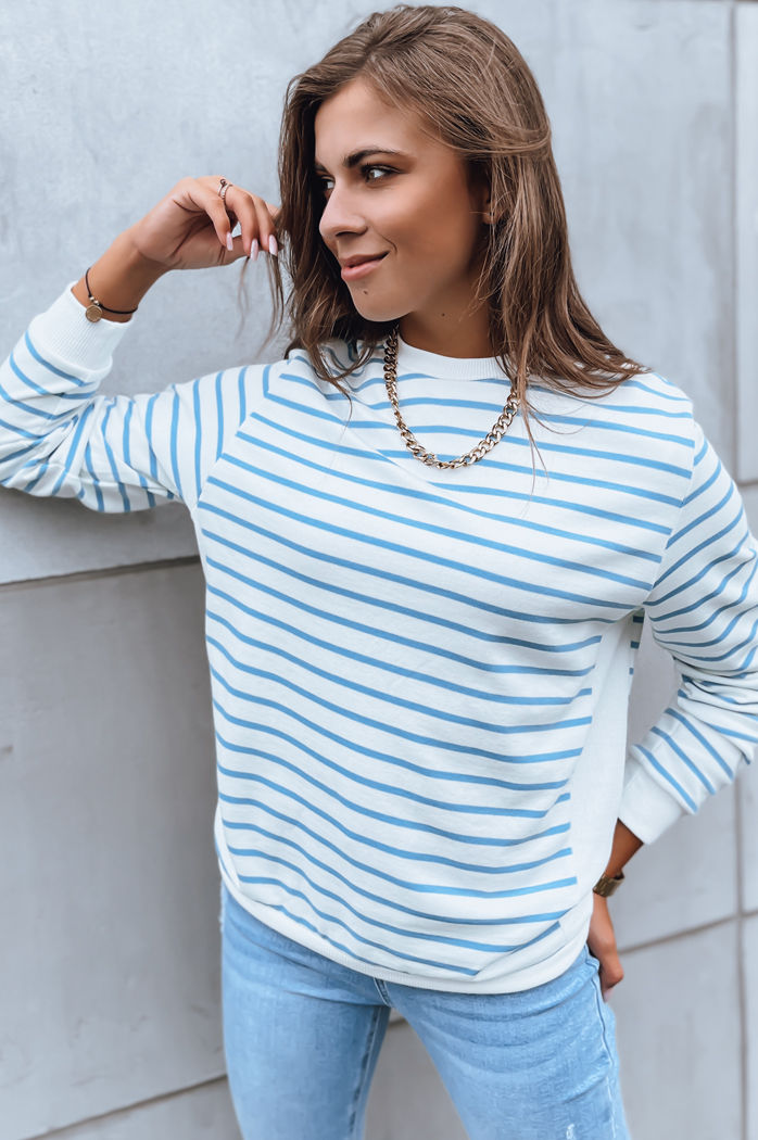Bluzka damska NAGINI w biało-niebieskie paski Dstreet BY1224