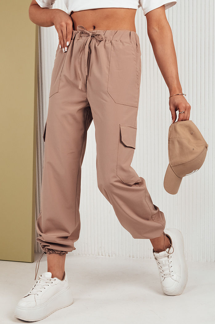 Spodnie damskie spadochronowe MITON beżowe Dstreet UY1675