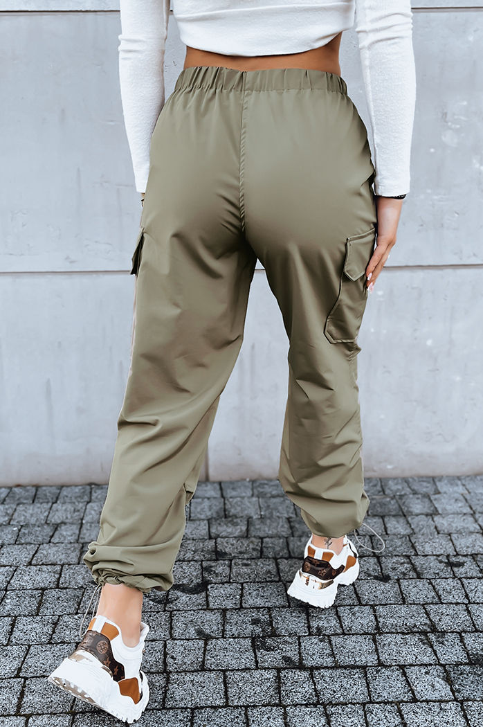 Spodnie damskie spadochronowe ALBUS zielone Dstreet UY1685