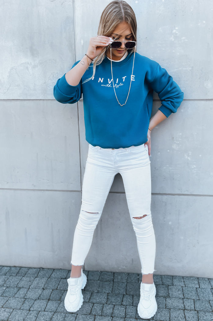 Bluza damska bez kaptura INVITE ciemnoniebieska Dstreet BY1237
