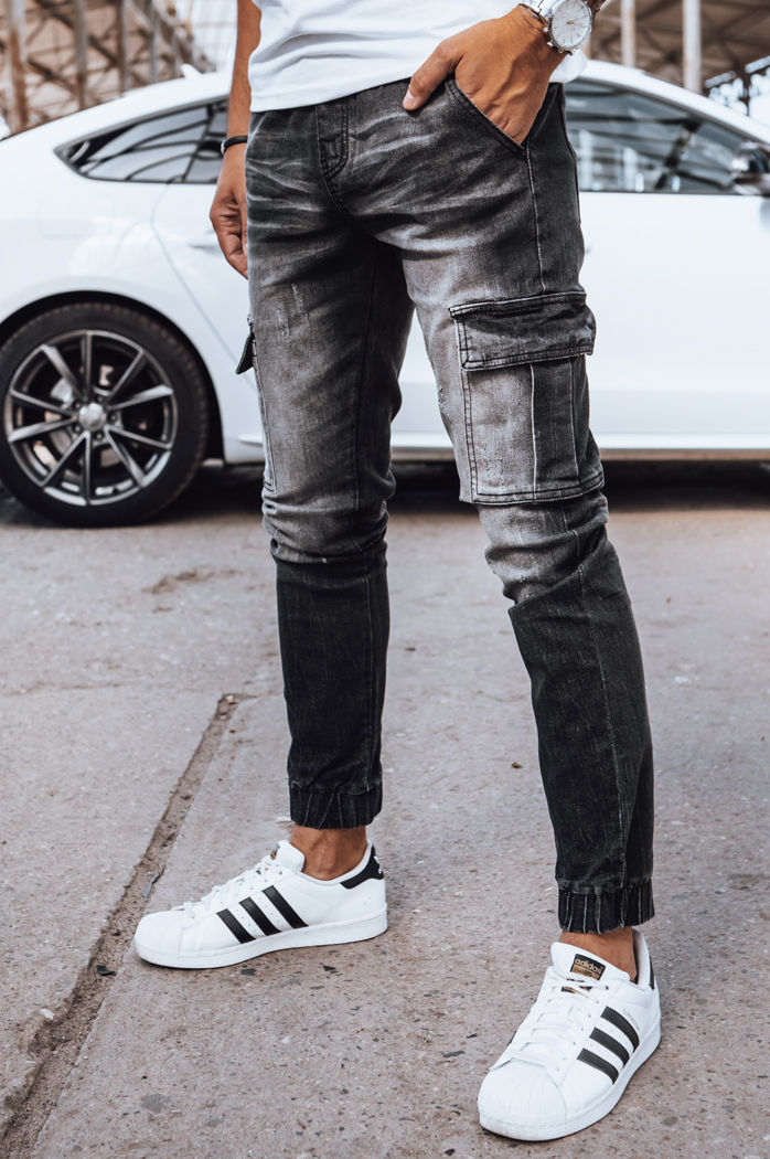 Spodnie męskie jeansowe joggery czarne Dstreet UX4038