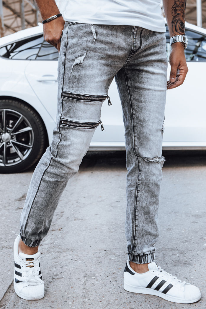 Spodnie męskie jeansowe joggery szare Dstreet UX4039