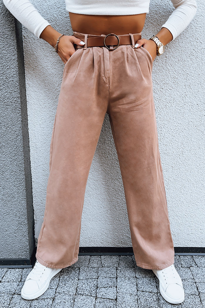 Spodnie damskie wide leg EMERALD kamelowe Dstreet UY1692