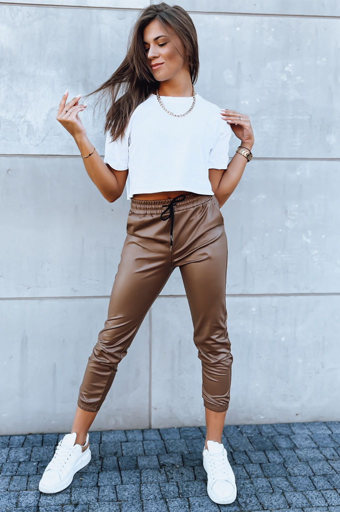 Spodnie damskie woskowane HARBOR kamelowe Dstreet UY1699