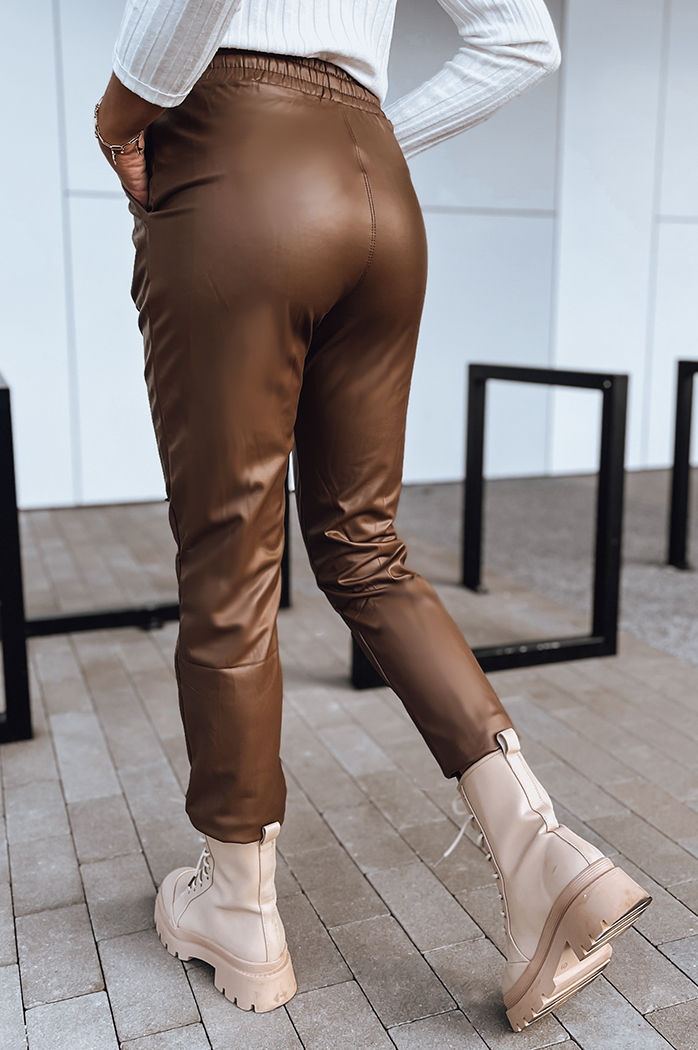 Spodnie damskie woskowane LAPIS ciemnobrązowe Dstreet UY1720