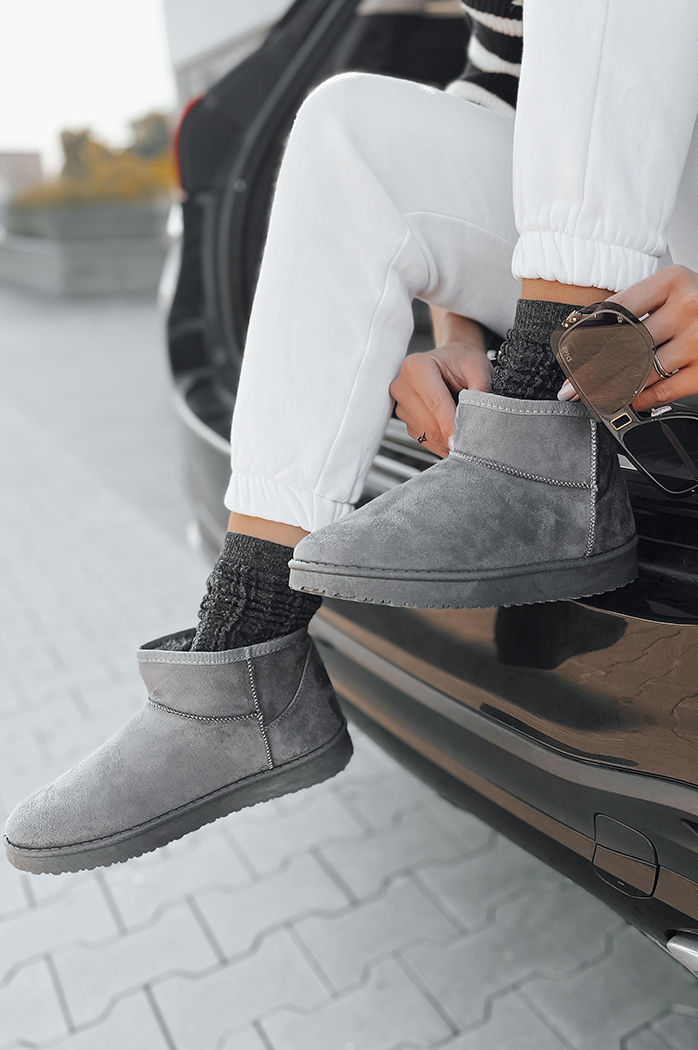 Zamszowe botki damskie OASIS szare Dstreet ZY0401