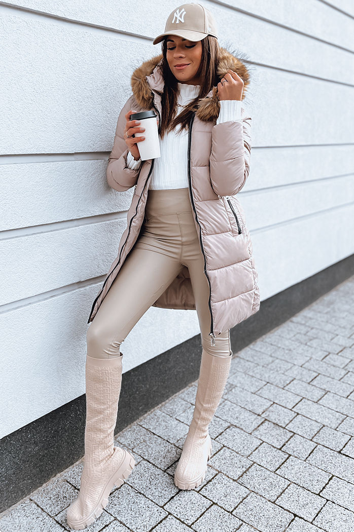 Kurtka zimowa damska pikowana MICO kamelowa Dstreet TY3963