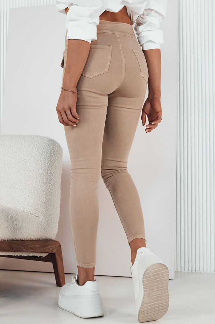 Spodnie damskie jeansowe SKULL jasnobeżowe Dstreet UY1723