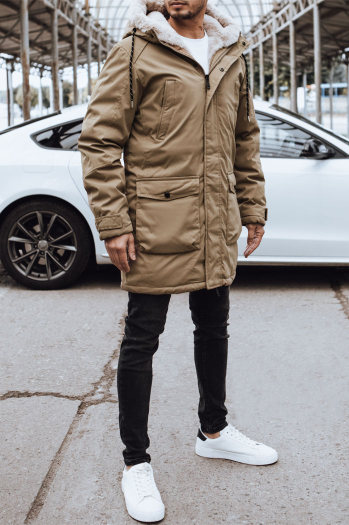 Kurtka zimowa męska ciemnobeżowa Dstreet TX4592