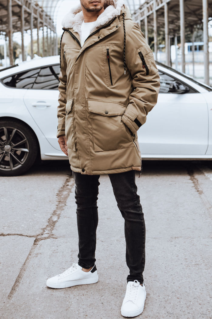 Kurtka zimowa męska ciemnobeżowa Dstreet TX4593