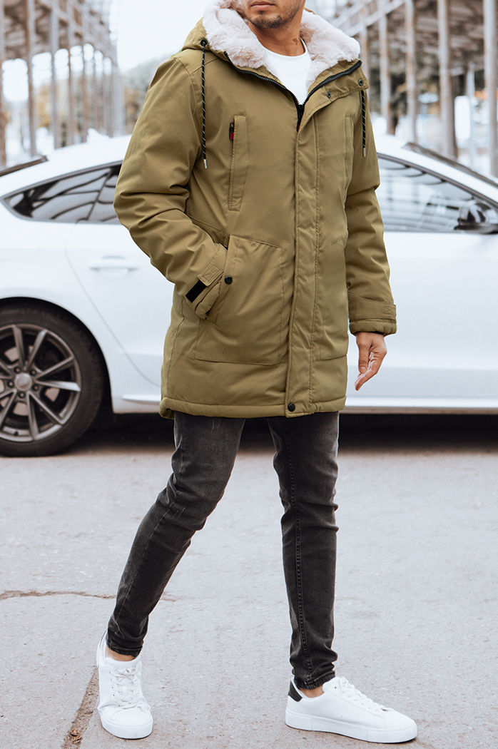 Kurtka zimowa męska ciemnobeżowa Dstreet TX4602