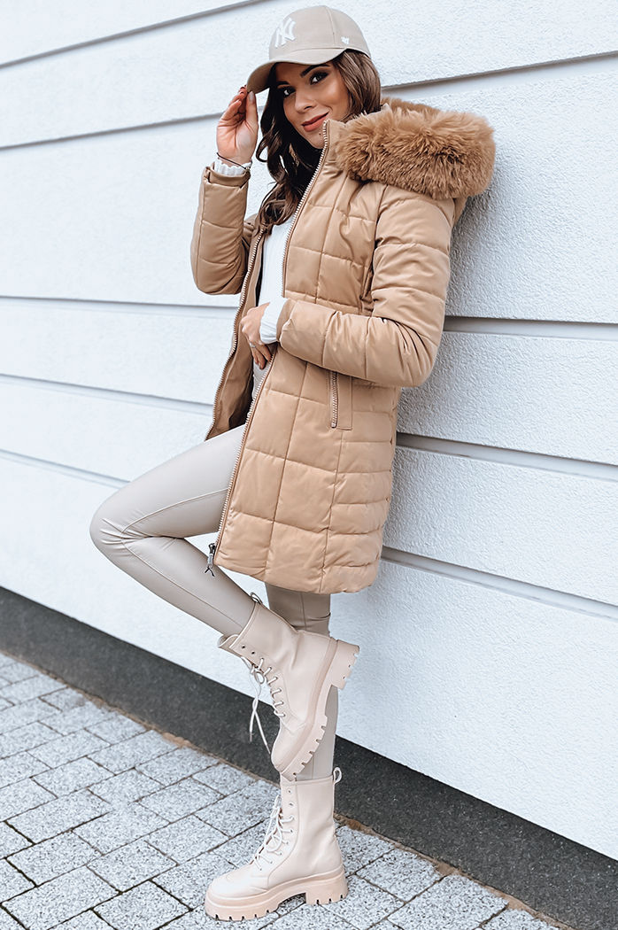 Kurtka zimowa damska pikowana LELISIA beżowa Dstreet TY4023