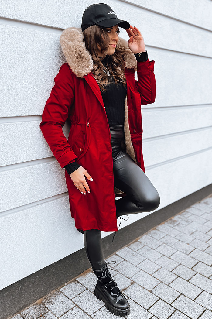 Kurtka zimowa damska parka NADER czerwona Dstreet TY4032