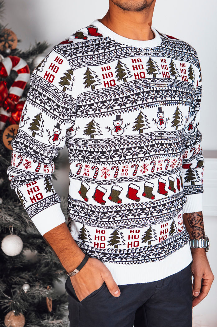 Sweter męski świąteczny biały Dstreet WX2166