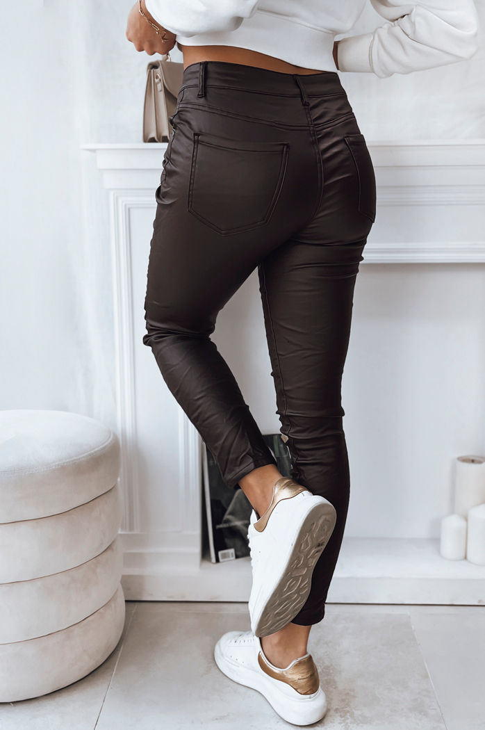 Spodnie damskie woskowane KARLA ciemnobrązowe Dstreet UY1787