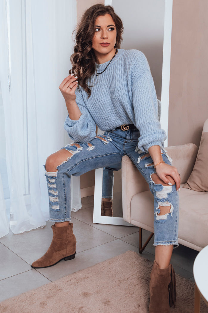 Sweter damski oversize BILLIS jasnoniebieski Dstreet MY2285