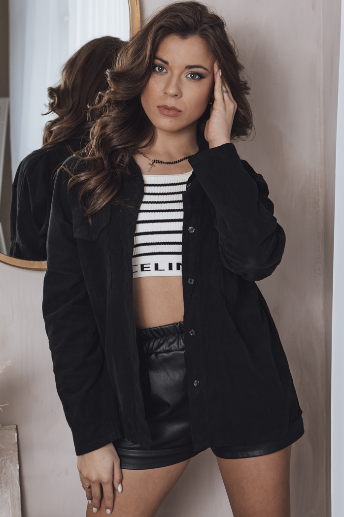 Koszula damska sztruksowa COVE czarna Dstreet DY0367