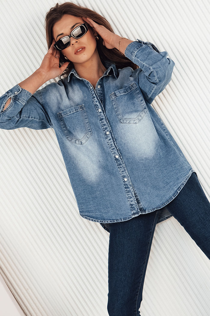 Jeansowa koszula damska AMERICANA niebieska Dstreet DY0368