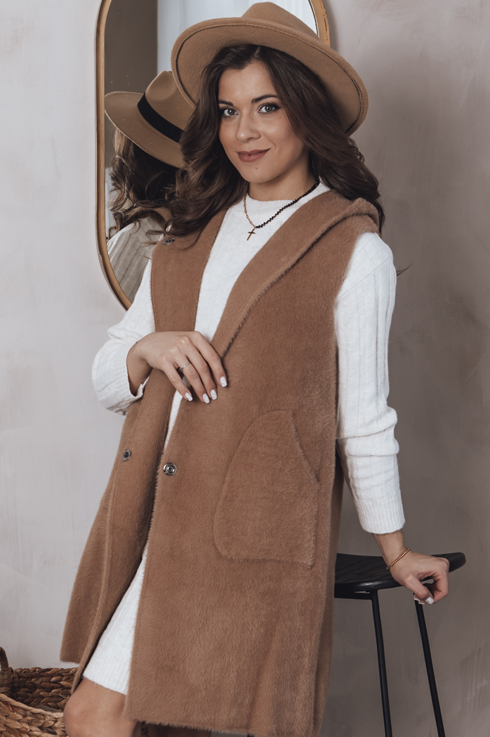 Kamizelka damska ARTEMI kamelowa Dstreet TY4104