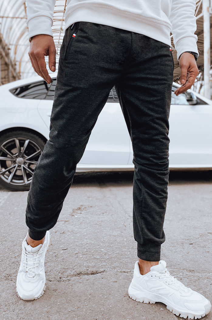 Spodnie męskie dresowe joggery grafitowe Dstreet UX4122