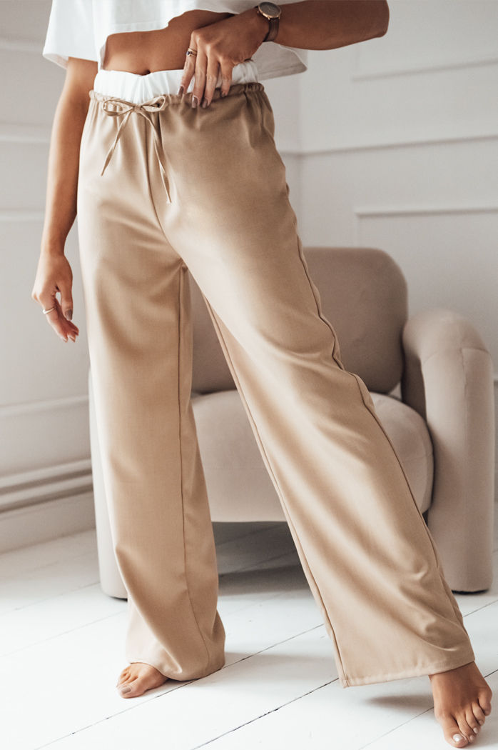 Spodnie damskie wide leg THAMI kamelowe Dstreet UY1849