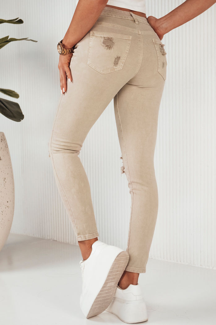 Spodnie damskie jeansowe MOLI ciemnobeżowe Dstreet UY1872