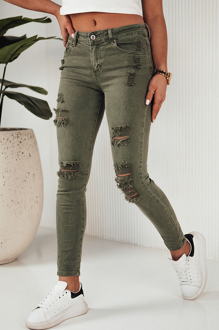 Spodnie damskie jeansowe MOLI zielone Dstreet UY1873