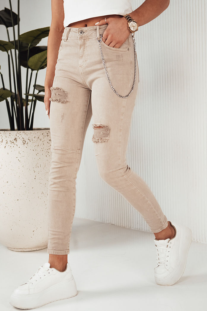 Spodnie damskie jeansowe ALEX ciemnobeżowe Dstreet UY1876