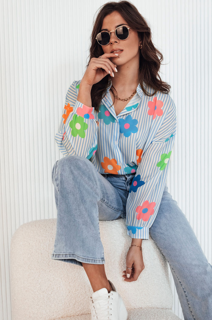 Koszula damska oversize PLANTINA niebieska Dstreet DY0400