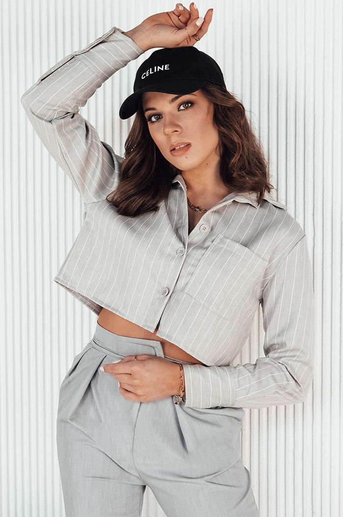 Koszula damska w paski GIRSA szara Dstreet DY0402